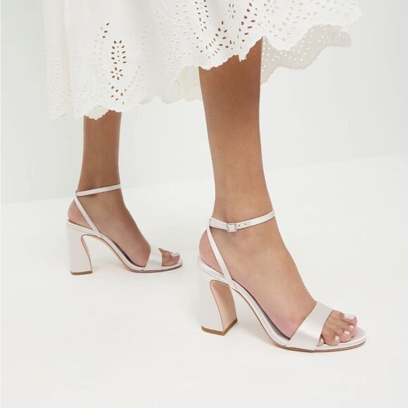 Loeffler Randal Malia Cream Curved−Heel Sandal - Picture 1 of 5